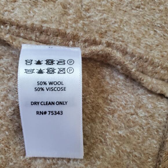 Rachel Zoe Coat Womens Large Tan Wool Blend Single Button Long Overcoat Classic - Picture 7 of 8